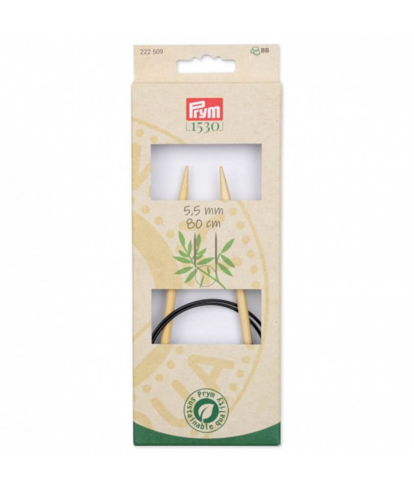 Aiguilles à tricoter circulaire fixe 80cm en bambou N°2,5 à 7 - Prym Aiguilles à tricoter circulaire fixe 80cm en bambou N°2,5 à 7 - Prym