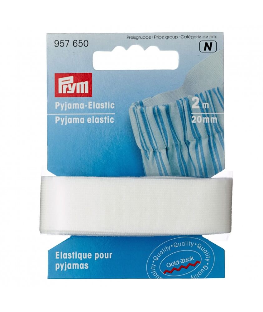 Elastique pour pyjamas 2m X 20mm - Prym - certifié Oeko-Tex blanc spereza