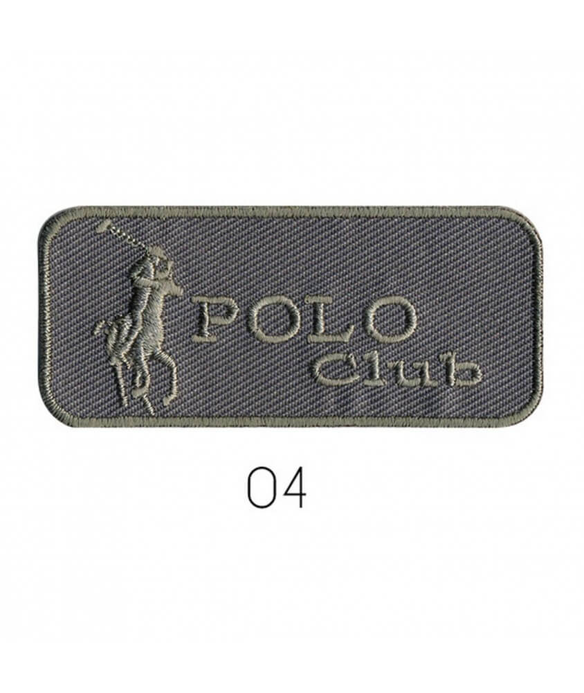 Ecusson Thermocollant Polo Club 3 X 7 cm - Mediac gris sperenza Ecusson Thermocollant Polo Club 3 X 7 cm - Mediac gris sperenza