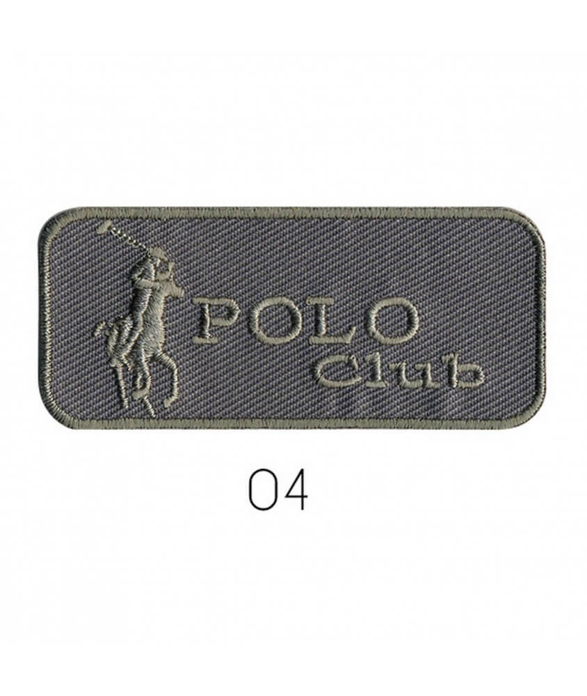 Ecusson Thermocollant Polo Club 3 X 7 cm - Mediac gris sperenza