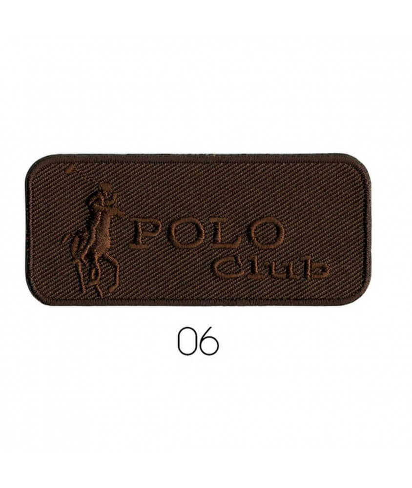 Ecusson Thermocollant Polo Club 3 X 7 cm - Mediac marron foncé sperenza