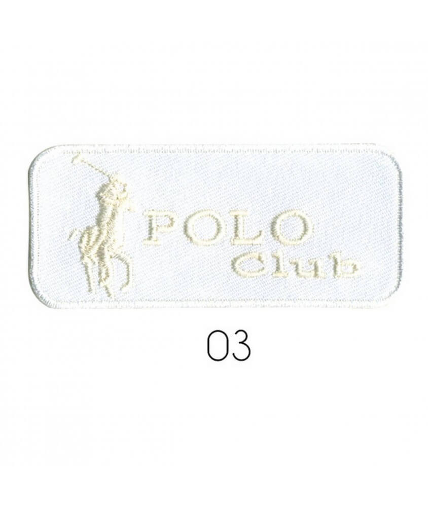 Ecusson Thermocollant Polo Club 3 X 7 cm - Mediac blanc sperenza Ecusson Thermocollant Polo Club 3 X 7 cm - Mediac blanc sperenza