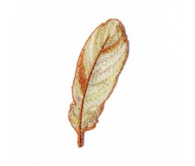 Ecusson Thermocollant Plume doré 7 X 2 cm - Mediac orange sperenza