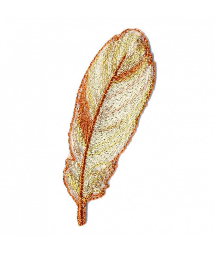 Ecusson Thermocollant Plume doré 7 X 2 cm - Mediac orange sperenza