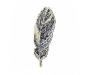 Ecusson Thermocollant Plume doré 7 X 2 cm - Mediac gris sperenza