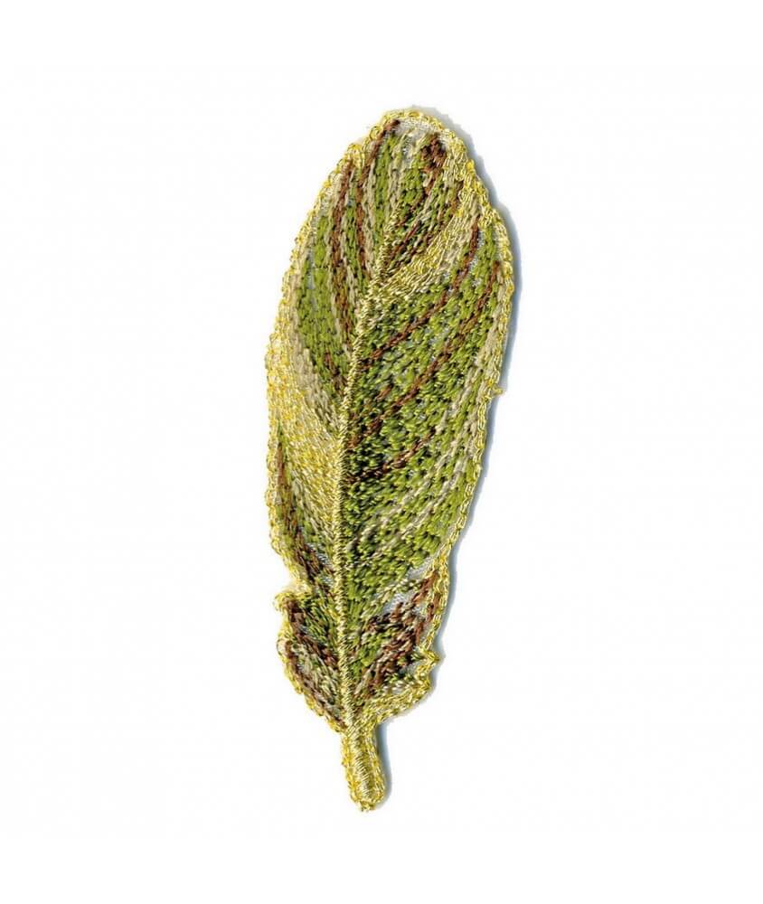 Ecusson Thermocollant Plume doré 7 X 2 cm - Mediac vert sperenza