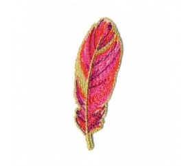 Ecusson Thermocollant Plume doré 7 X 2 cm - Mediac rouge sperenza