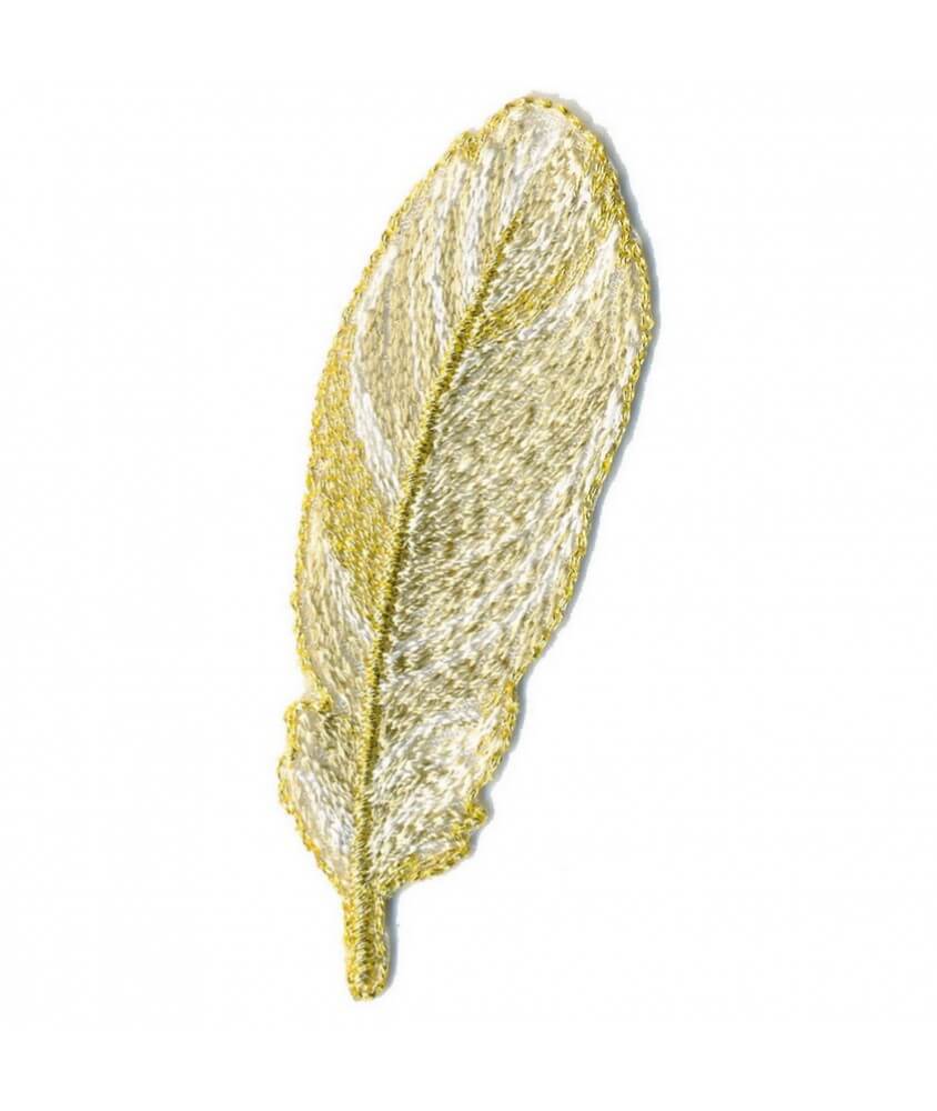 Ecusson Thermocollant Plume doré 7 X 2 cm - Mediac écru sperenza