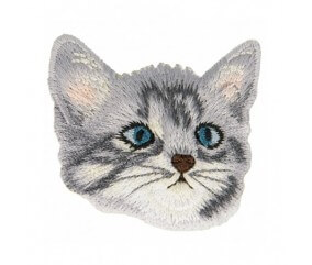 Ecusson Thermocollant Visage de chat 3 X 3 cm - Mediac gris sperenza