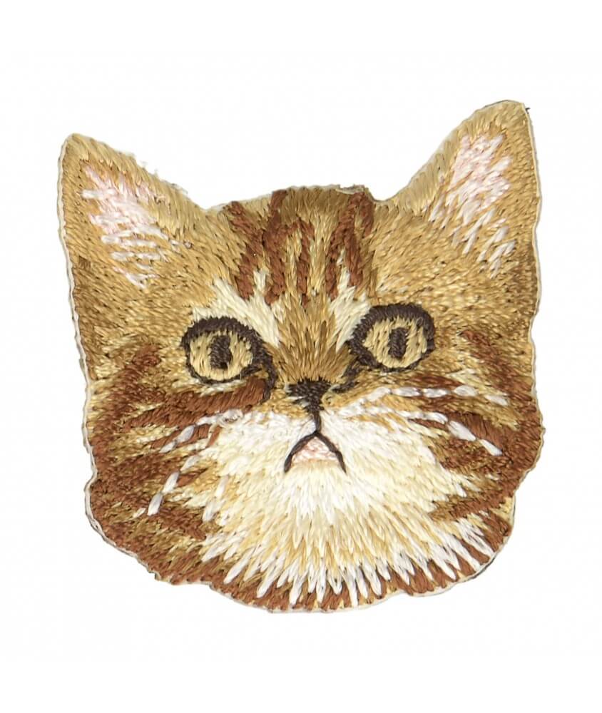 Ecusson Thermocollant Visage de chat 3 X 3 cm - Mediac marron sperenza