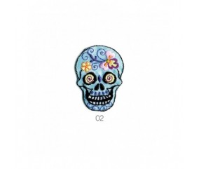 Ecussons Thermocollant Tête de mort joyeuse 4 X 3 cm - Mediac bleu sperenza