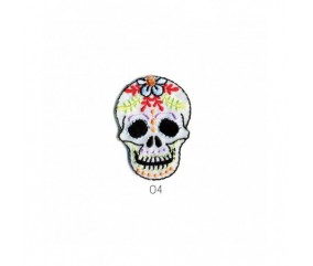 Ecussons Thermocollant Tête de mort joyeuse 4 X 3 cm - Mediac blanc sperenza