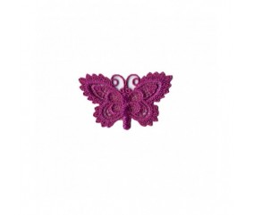 Ecussons Thermocollant Papillon crochet 3 X 5 cm - Mediac rose fuchsia sperenza