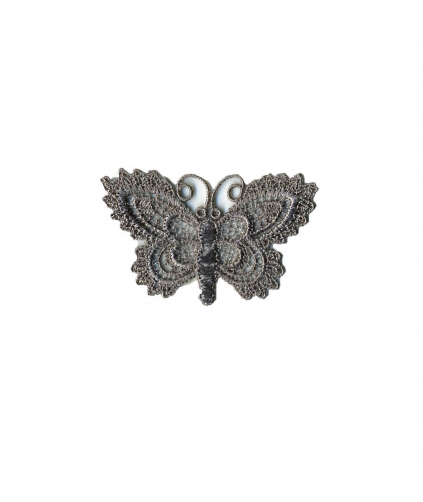 Ecussons Thermocollant Papillon crochet 3 X 5 cm - Mediac gris sperenza