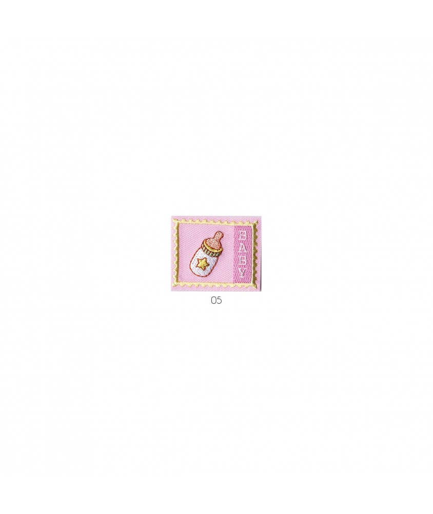 Ecussons Thermocollant Etiquette Baby 4,5 X 7 cm - Mediac biberon rose sperenza