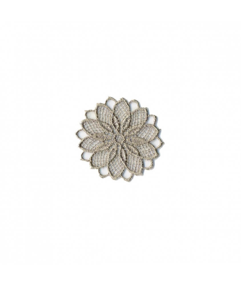 Ecussons Thermocollant Fleurs ajourées 3,5 X 3,5 cm - Mediac gris sperenza