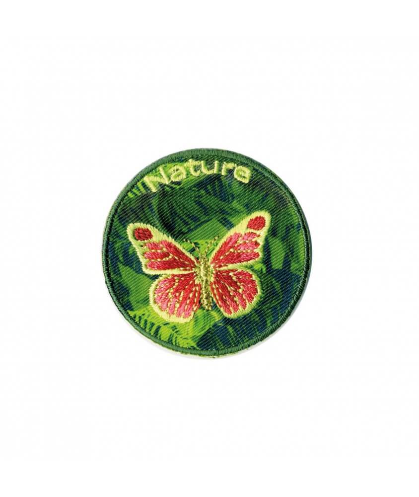 Ecussons Thermocollant Nature fond vert diamètre 5 cm - Mediac papillon sperenza