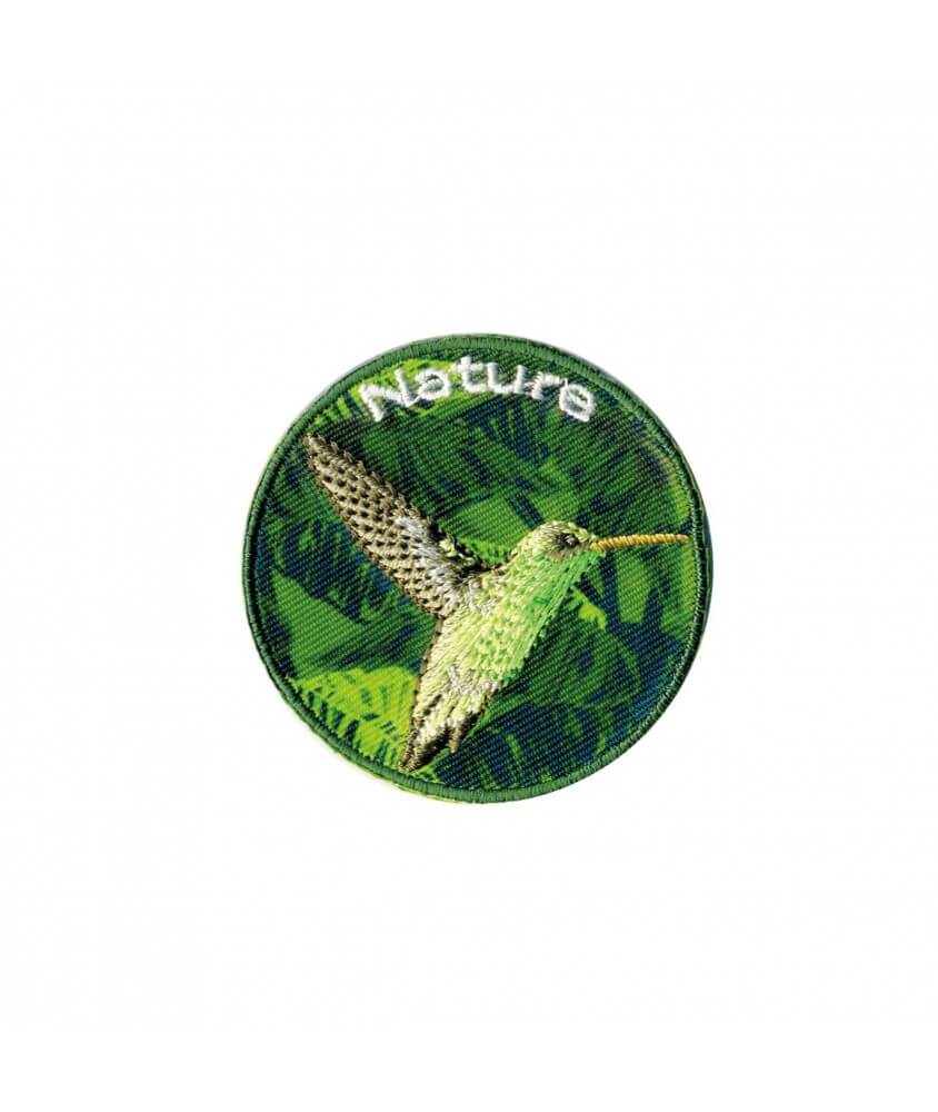 Ecussons Thermocollant Nature fond vert diamètre 5 cm - Mediac oiseau sperenza