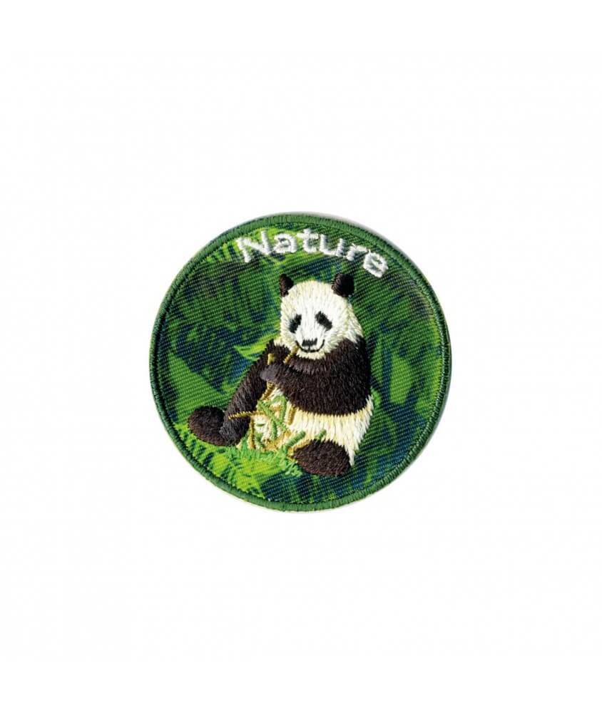 Ecussons Thermocollant Nature fond vert diamètre 5 cm - Mediac panda sperenza