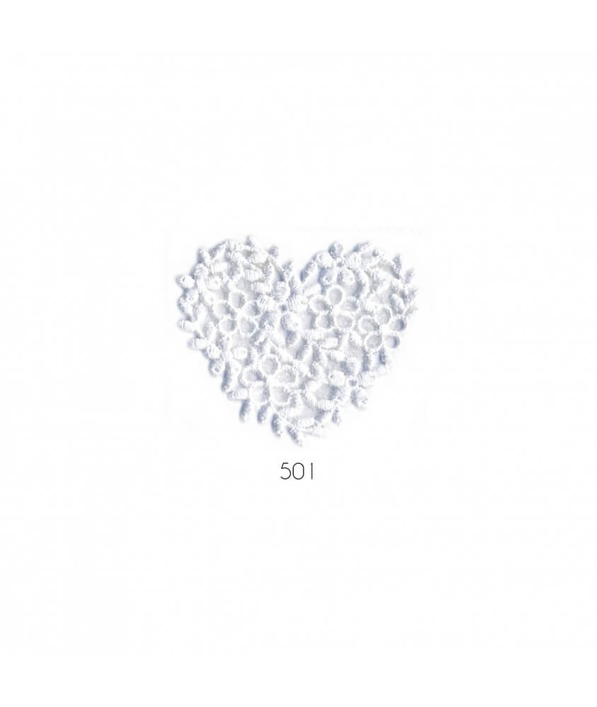 Ecussons Thermocollant Coeur broderie 4 X 4,5 cm - Mediac blanc sperenza