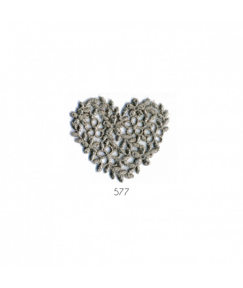 Ecussons Thermocollant Coeur broderie 4 X 4,5 cm - Mediac gris sperenza