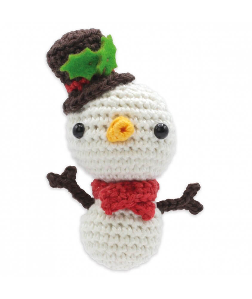 Kit Crochet ornement Mini Bonhomme de Neige - Amigurumi Hardicraft blanc sperenza