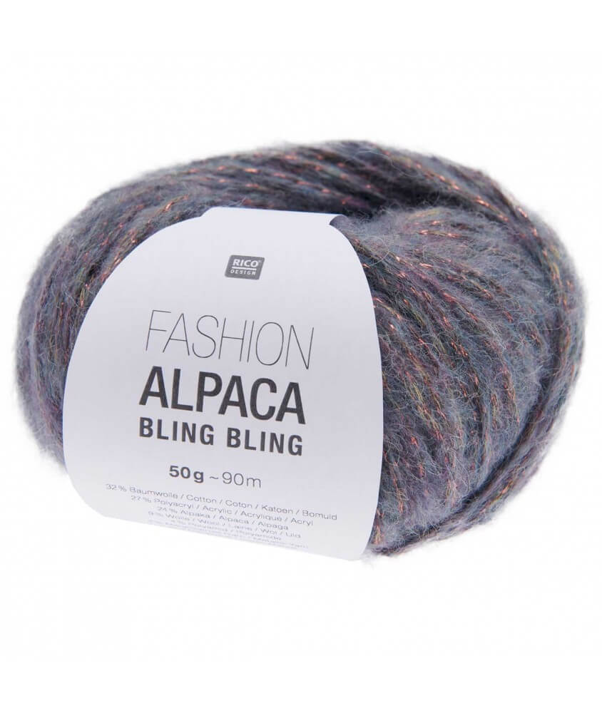 Pelote de Laine et Alpaga Fashion Alpaca Bling Bling - Rico Design bleu 05 pétrole