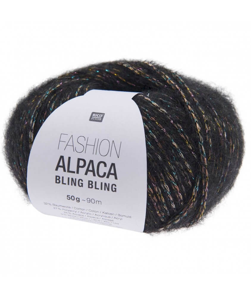 Pelote de Laine et Alpaga Fashion Alpaca Bling Bling - Rico Design 06 noir sperenza