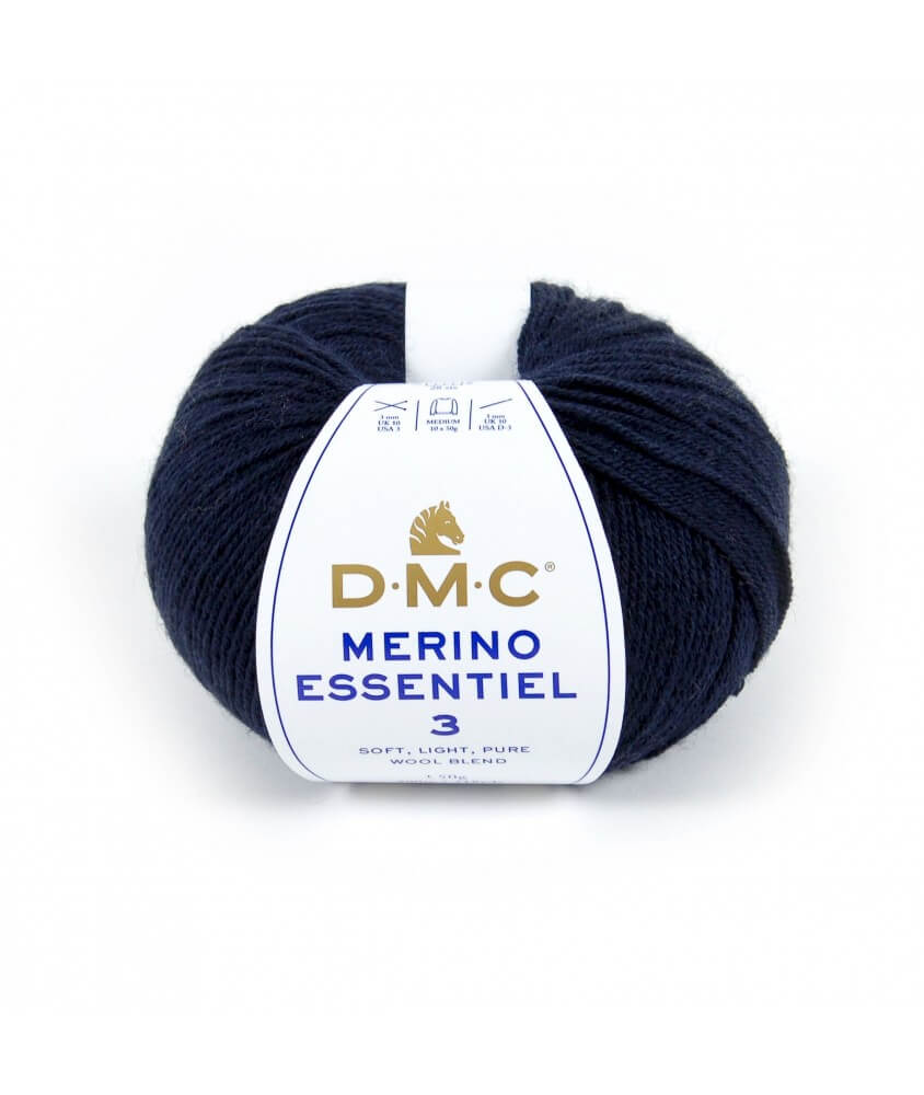 Pelote de laine Merino Essentiel 3 - DMC bleu 952 sperenza
