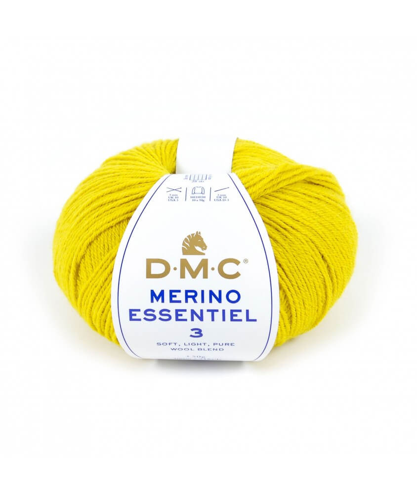 Pelote de laine Merino Essentiel 3 - DMC jaune 966 sperenza
