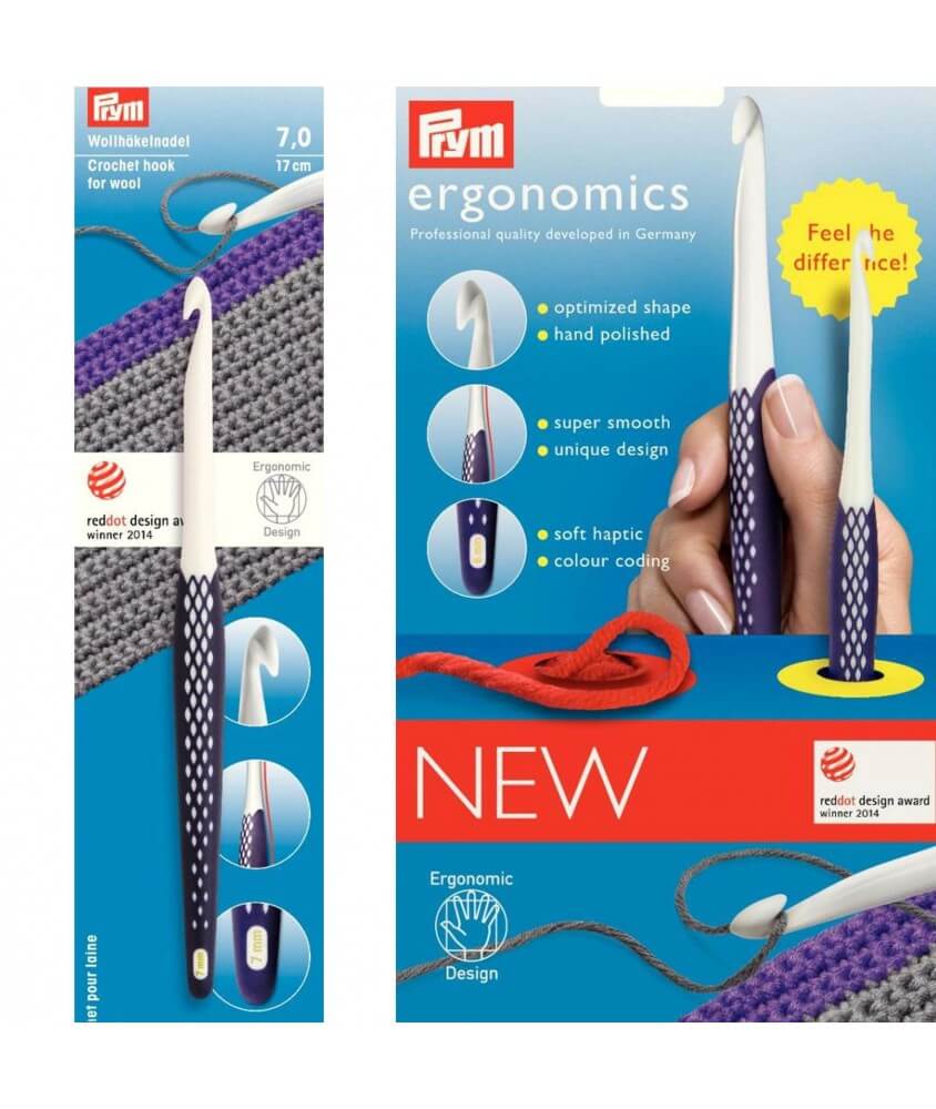 Crochets Prym ergonomics en plastique N° 6 à 9 à l'unité - Prym