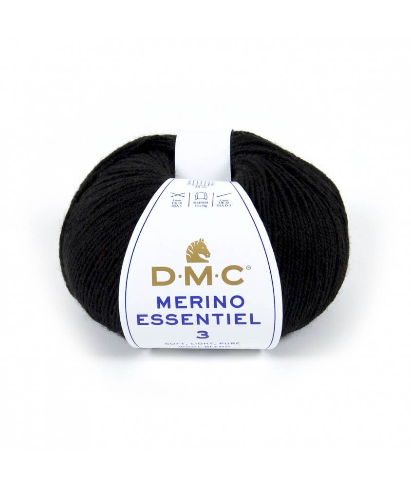 Pelote de laine Merino Essentiel 3 - DMC noir 973 sperenza