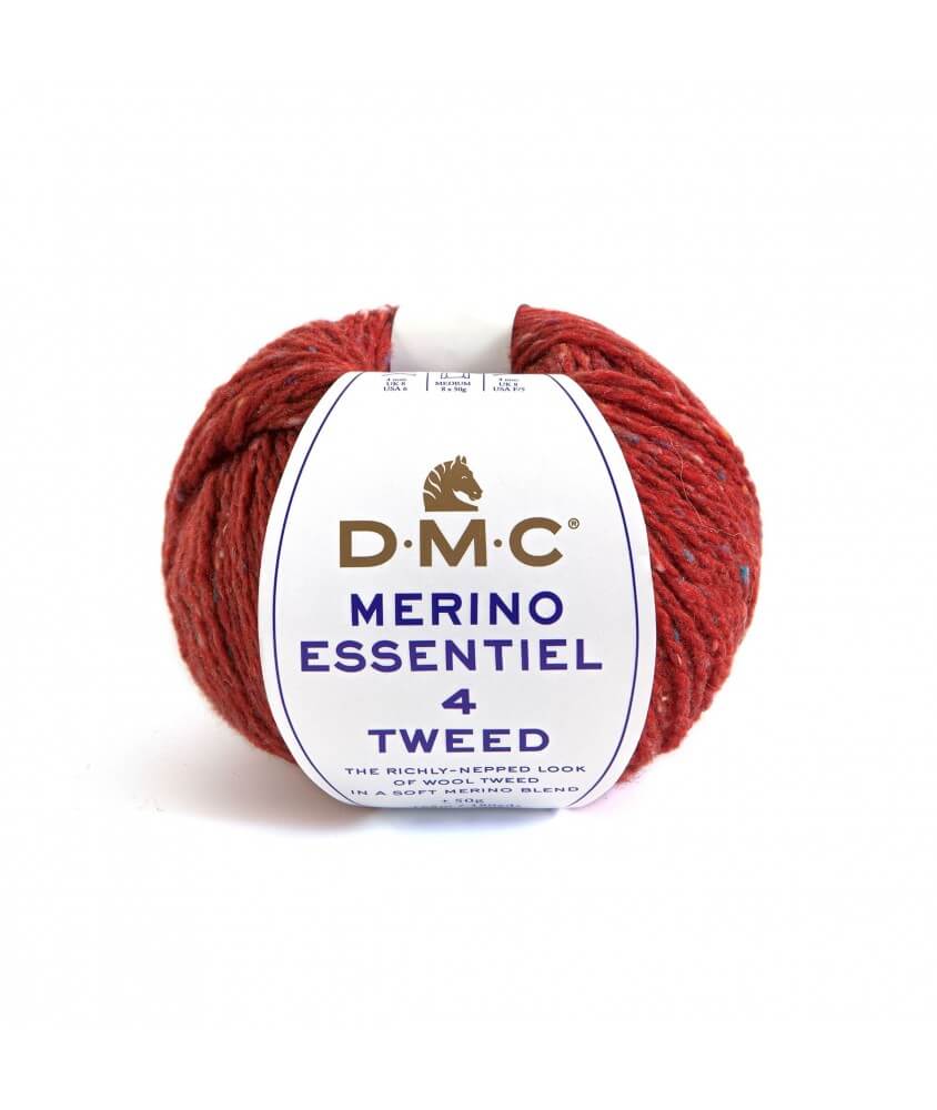 Pelote de laine Merino Essentiel 4 Tweed - DMC rouge 906 sperenza