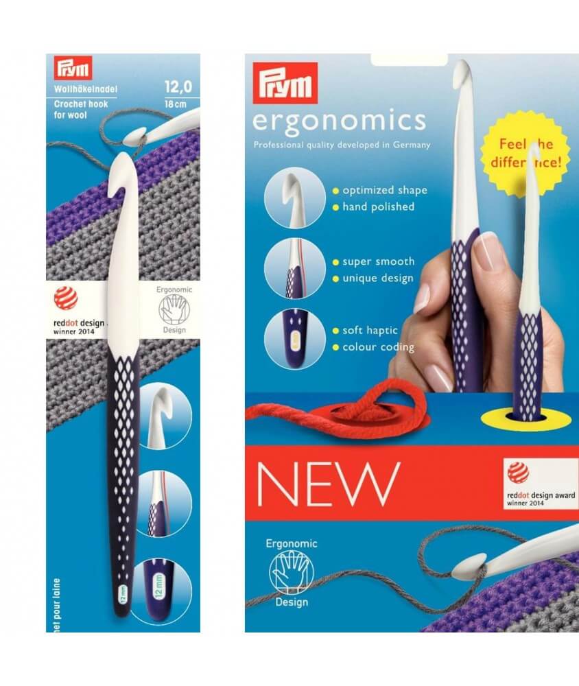 Crochets ergonomiques plastique N° 10 à 15 - Prym