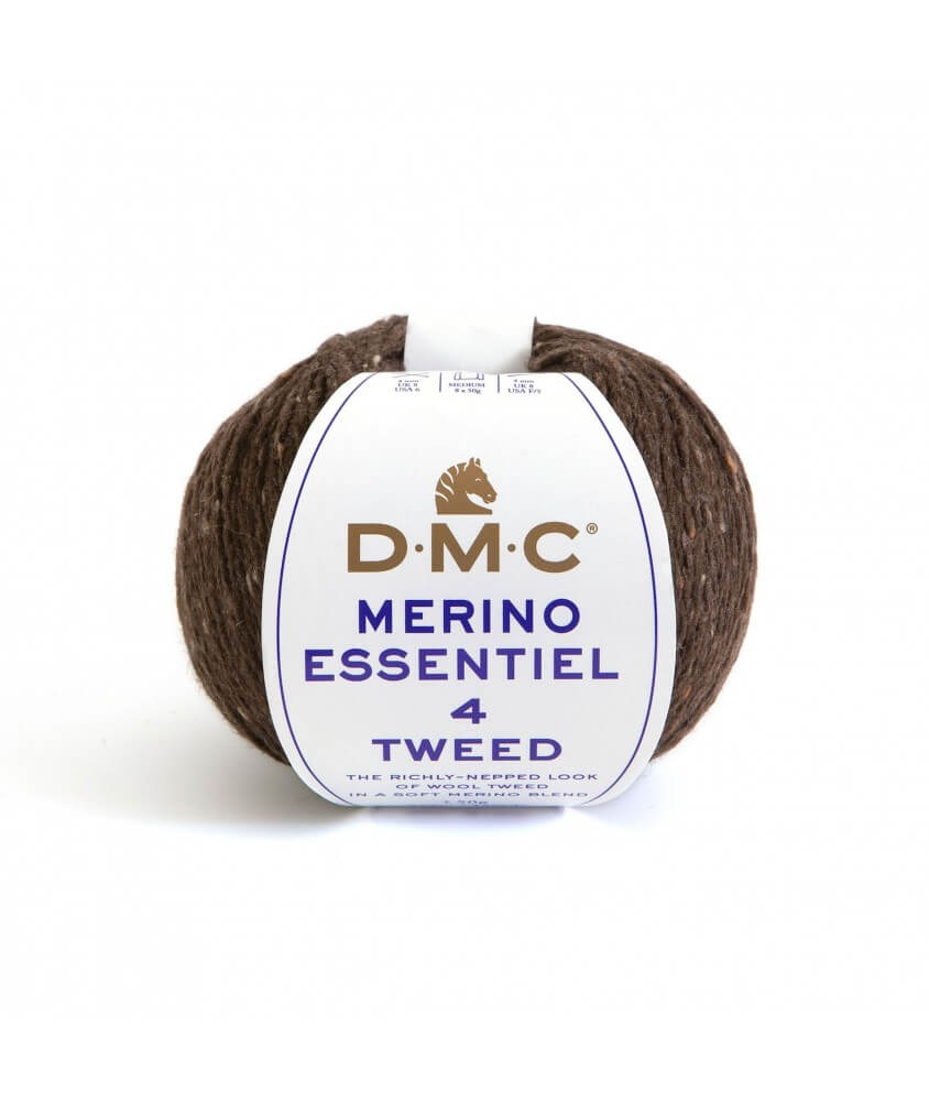Pelote de laine Merino Essentiel 4 Tweed - DMC marron 908 sperenza