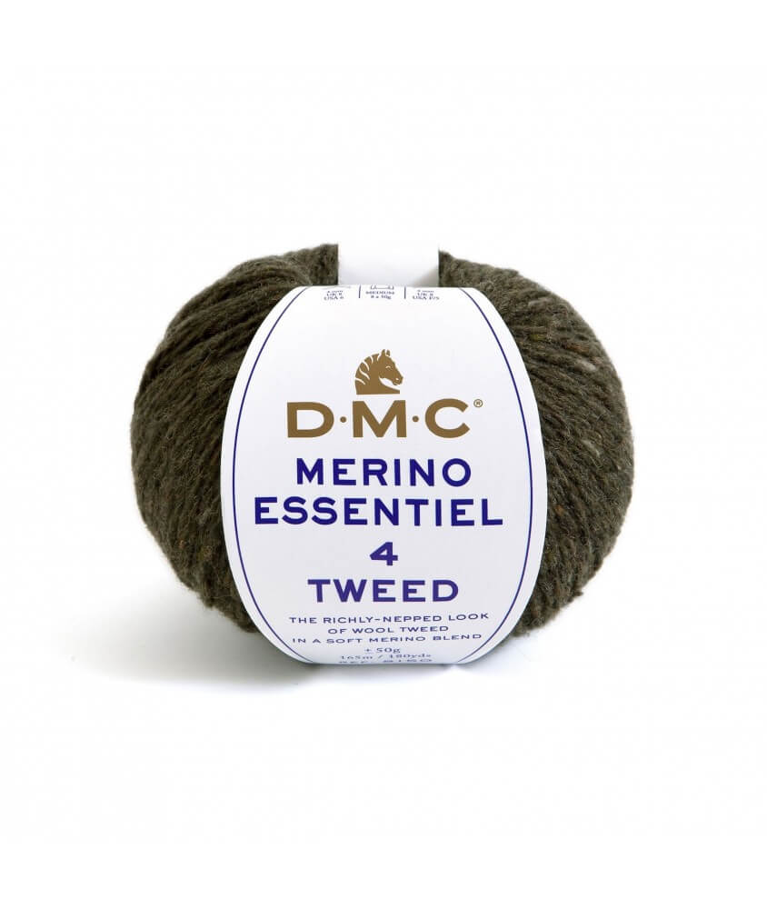 Pelote de laine Merino Essentiel 4 Tweed - DMC vert 909 sperenza