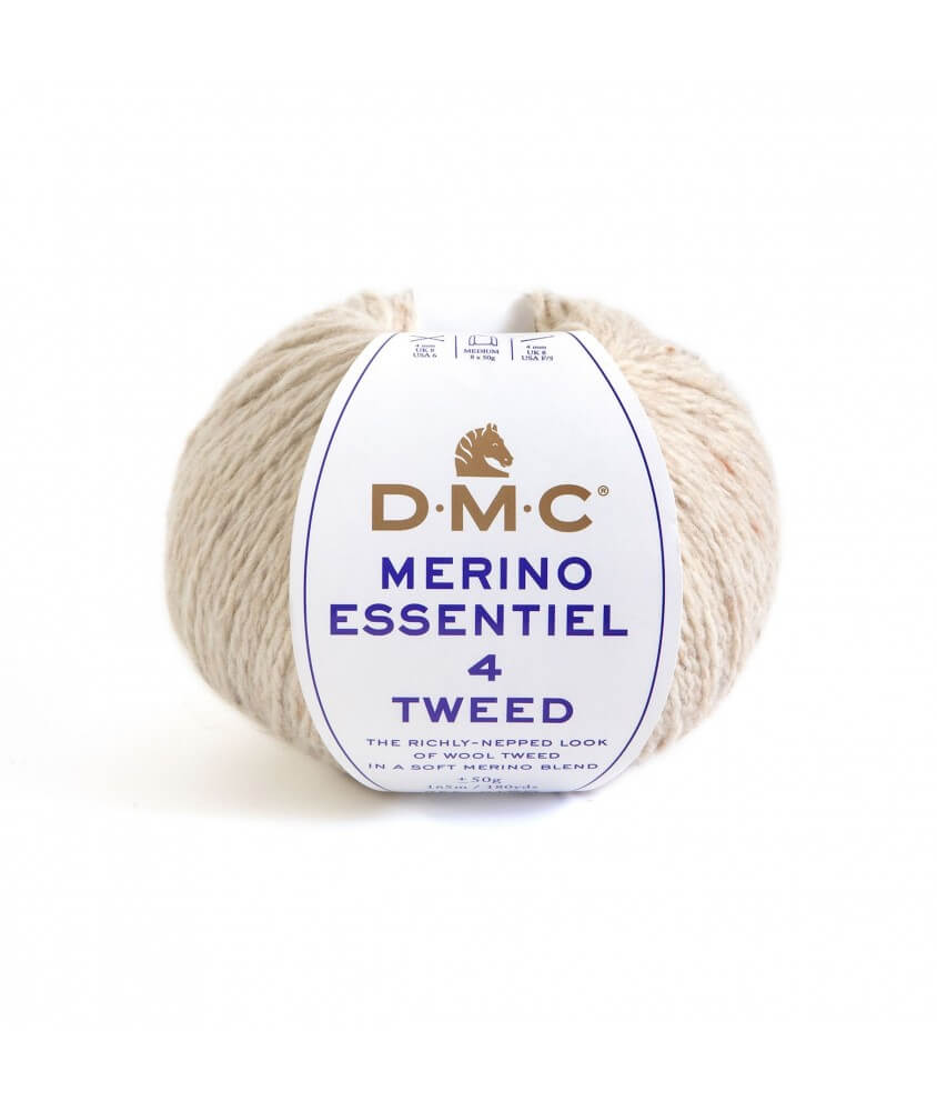 Pelote de laine Merino Essentiel 4 Tweed - DMC écru 911 sperenza