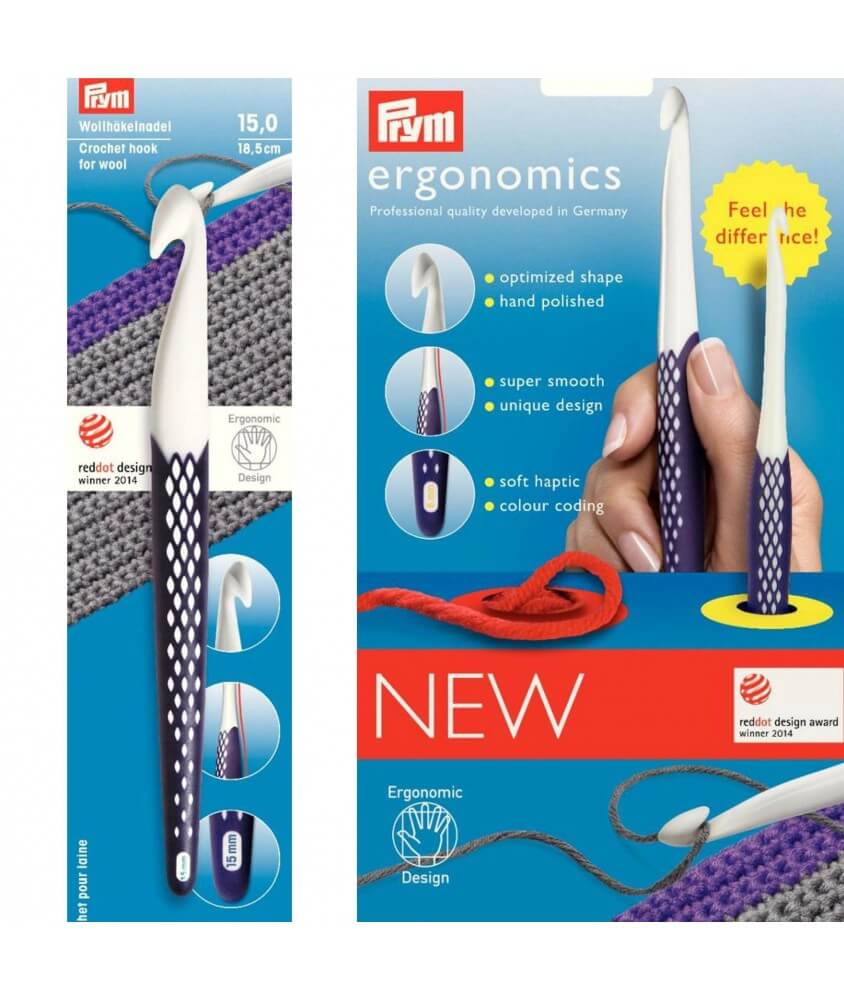 Crochets ergonomiques plastique N° 10 à 15 - Prym