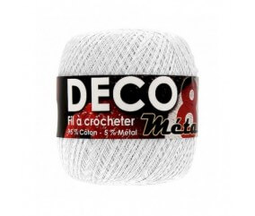 Coton à crocheter DECO 8M - Distrifil blanc argenté 01 sperenza