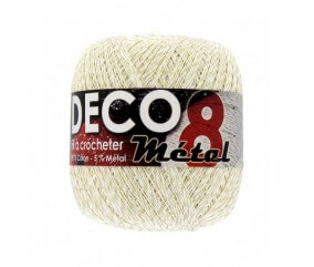 Coton à crocheter DECO 8M - Distrifil blanc doré 01 sperenza