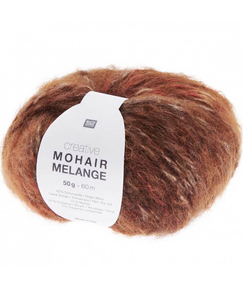 Pelote de laine et mohair à tricoter Creative Mohair Melange - Rico Design marron 02 rouille sperenza