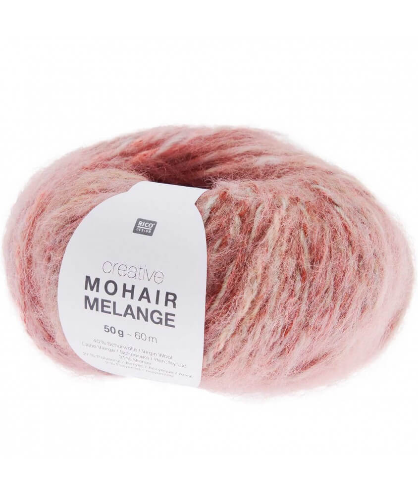 Pelote de laine et mohair à tricoter Creative Mohair Melange - Rico Design rose 07 sperenza