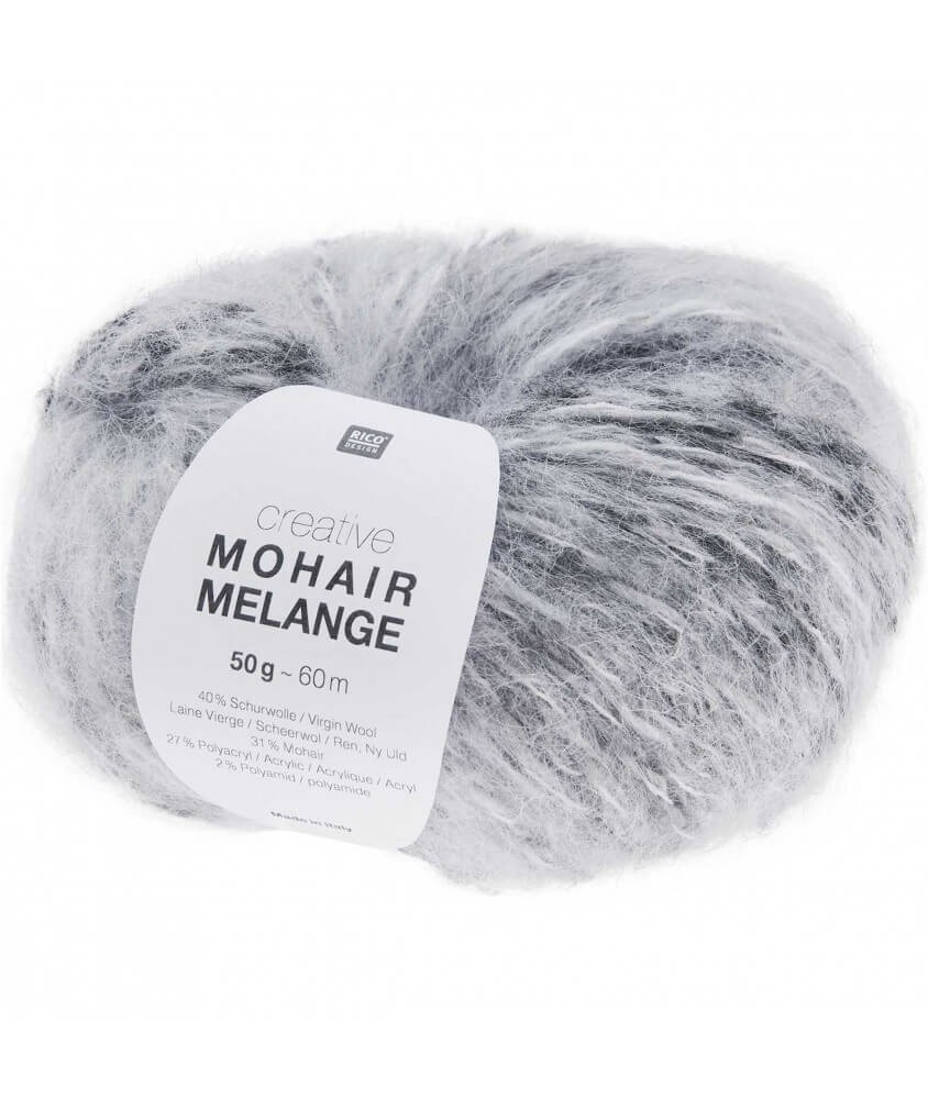 Pelote de laine et mohair à tricoter Creative Mohair Melange - Rico Design gris 08 sperenza