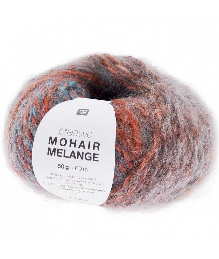 Pelote de laine et mohair à tricoter Creative Mohair Melange - Rico Design multicolore 09 patine Pelote de laine et mohair à tricoter Creative Mohair Melange - Rico Design multicolore 09 patine