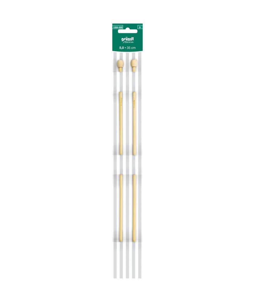 Aiguilles à tricoter 35 cm en bambou De Luxe N°3 à 8 -Grundl Aiguilles à tricoter 35 cm en bambou De Luxe N°3 à 8 -Grundl