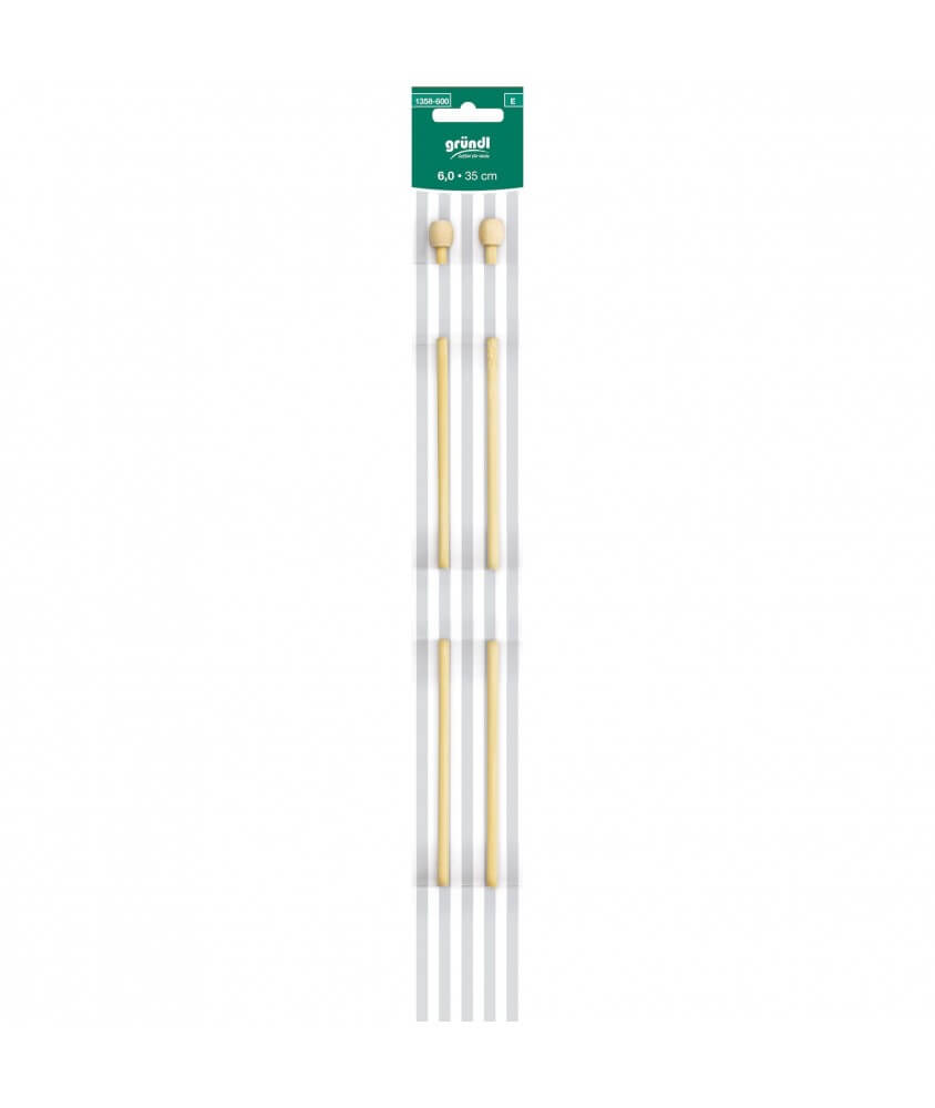 Aiguilles à tricoter 35 cm en bambou De Luxe N°3 à 8 -Grundl