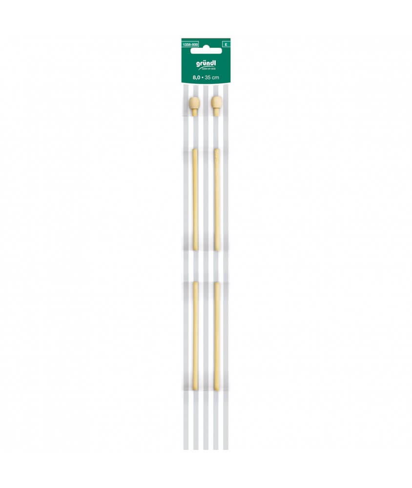 Aiguilles à tricoter 35 cm en bambou De Luxe N°3 à 8 -Grundl Aiguilles à tricoter 35 cm en bambou De Luxe N°3 à 8 -Grundl