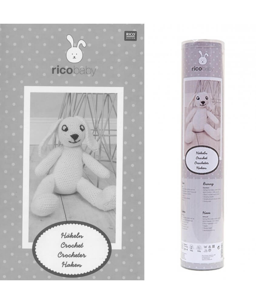 Kit Doudou lapin écru au crochet - Rico Design