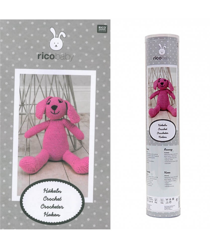Kit Doudou lapin rose au crochet - Rico Design