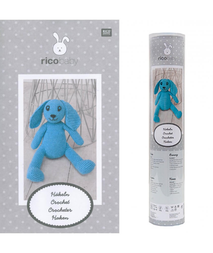 Kit Doudou lapin bleu au crochet - Rico Design